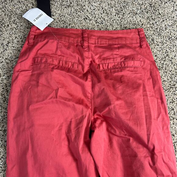 NWT Forever 21 Wide Leg Cargo Pants Size Small Coral Pink Buckle Straps - Picture 6 of 7
